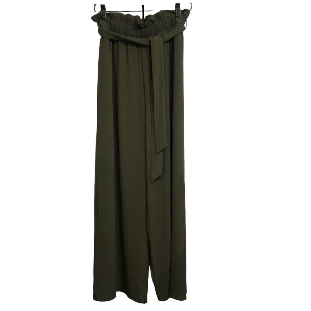 Gilli Sample Women's Gathered Waist Wide Leg High Waist Tie Belt Pants SIZE Smal